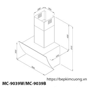 Máy hút mùi áp tường Malloca MC-9039W