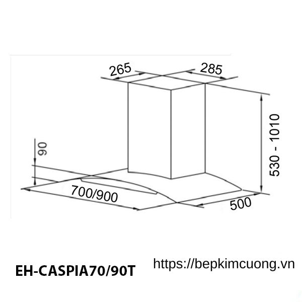 Máy hút mùi kính cong CHEF'S EH-CASPIA70/90T