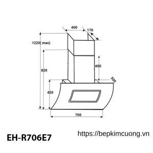 Máy hút mùi treo tường CHEF'S EH-R706E7